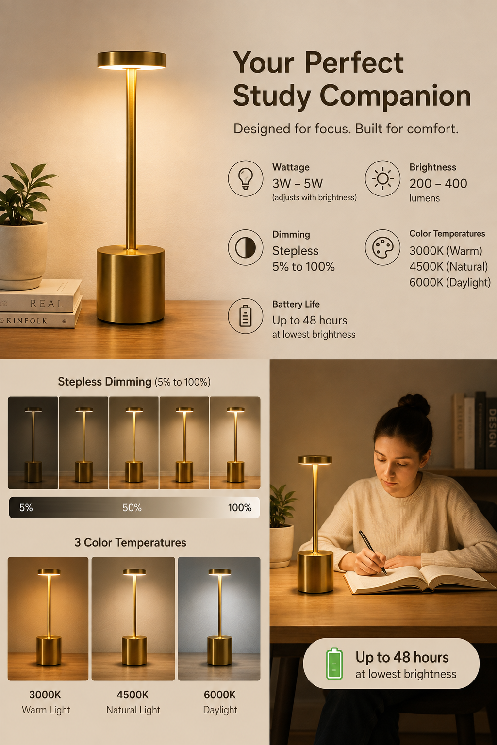 ROOMSTUDIO™ Cordless Metal Table Lamp