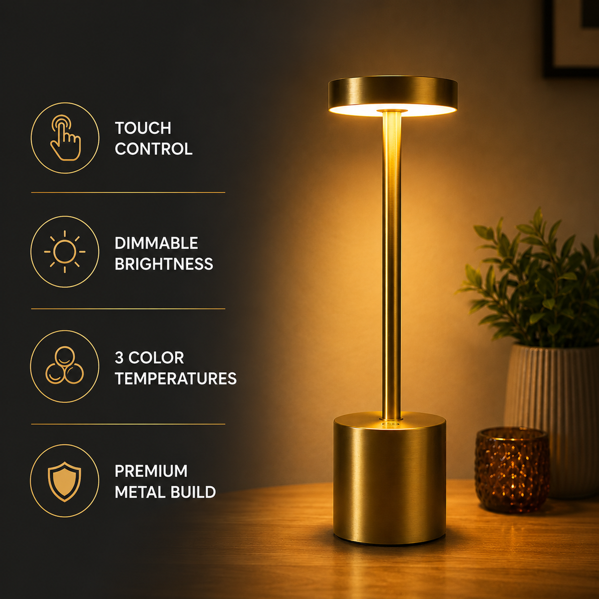 ROOMSTUDIO™ Cordless Metal Table Lamp
